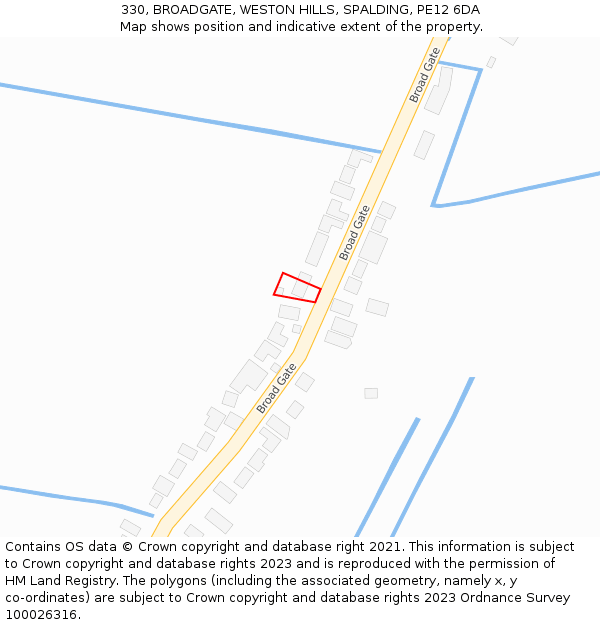 330, BROADGATE, WESTON HILLS, SPALDING, PE12 6DA: Location map and indicative extent of plot