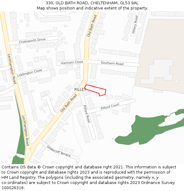 330, OLD BATH ROAD, CHELTENHAM, GL53 9AL: Location map and indicative extent of plot