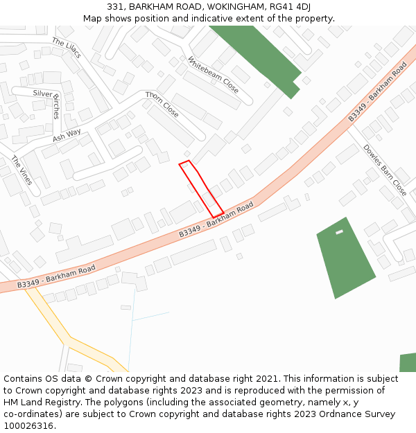 331, BARKHAM ROAD, WOKINGHAM, RG41 4DJ: Location map and indicative extent of plot