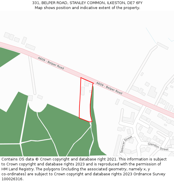 331, BELPER ROAD, STANLEY COMMON, ILKESTON, DE7 6FY: Location map and indicative extent of plot