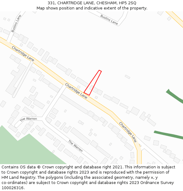 331, CHARTRIDGE LANE, CHESHAM, HP5 2SQ: Location map and indicative extent of plot