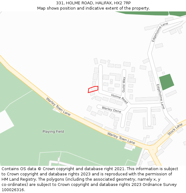 331, HOLME ROAD, HALIFAX, HX2 7RP: Location map and indicative extent of plot