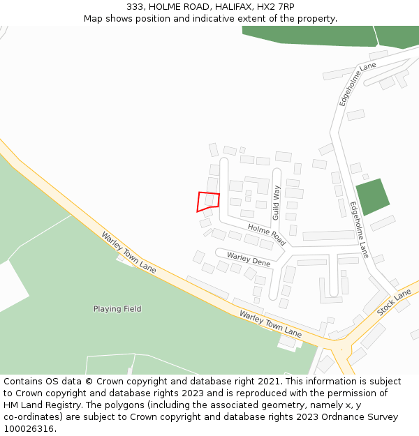 333, HOLME ROAD, HALIFAX, HX2 7RP: Location map and indicative extent of plot