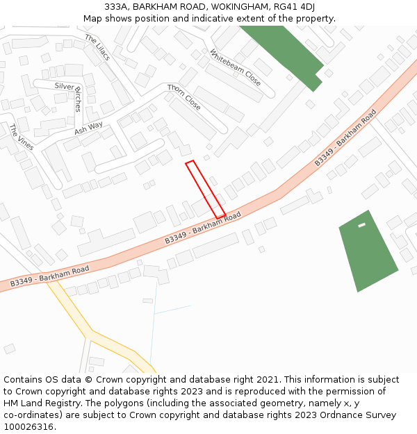 333A, BARKHAM ROAD, WOKINGHAM, RG41 4DJ: Location map and indicative extent of plot