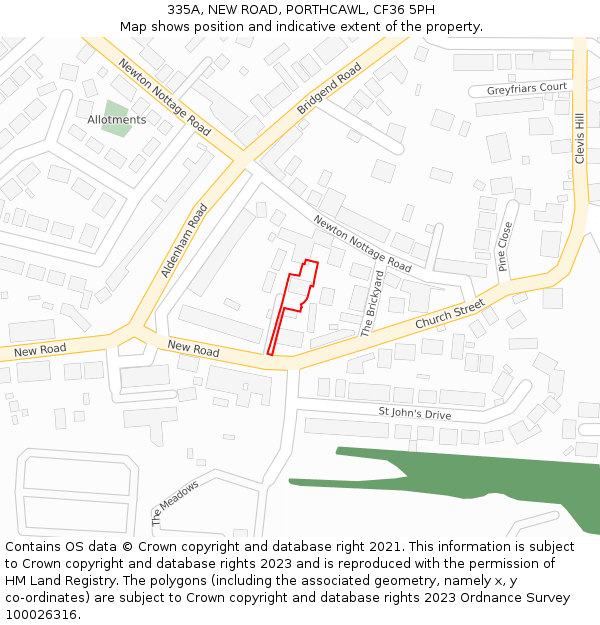 335A, NEW ROAD, PORTHCAWL, CF36 5PH: Location map and indicative extent of plot