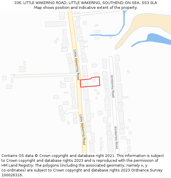 336, LITTLE WAKERING ROAD, LITTLE WAKERING, SOUTHEND-ON-SEA, SS3 0LA: Location map and indicative extent of plot