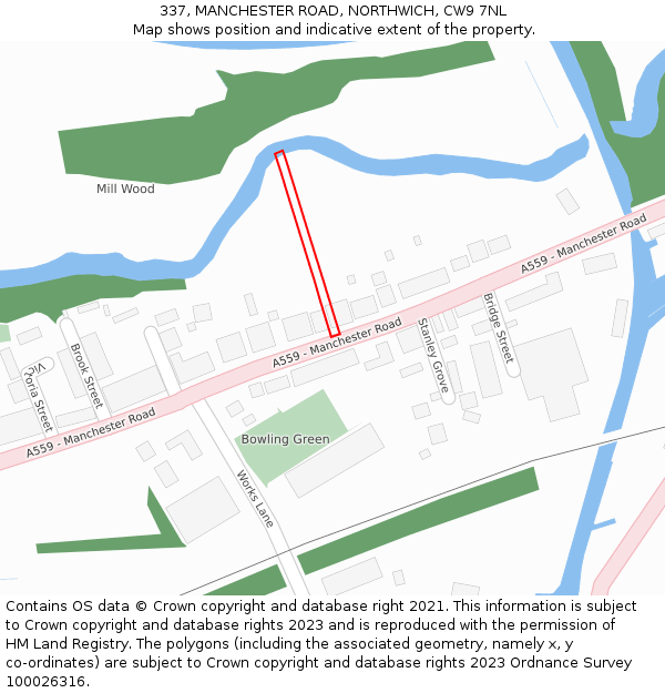 337, MANCHESTER ROAD, NORTHWICH, CW9 7NL: Location map and indicative extent of plot