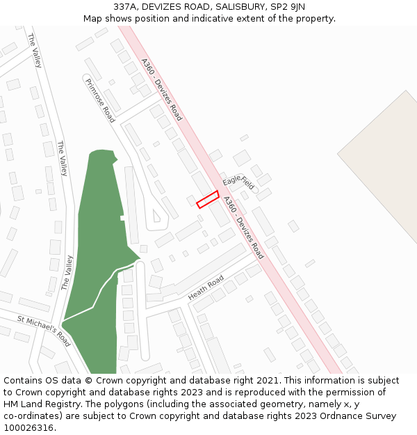 337A, DEVIZES ROAD, SALISBURY, SP2 9JN: Location map and indicative extent of plot