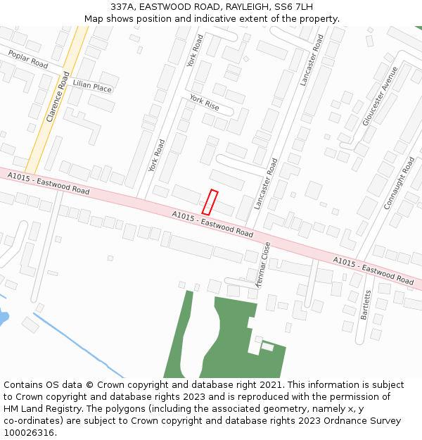 337A, EASTWOOD ROAD, RAYLEIGH, SS6 7LH: Location map and indicative extent of plot