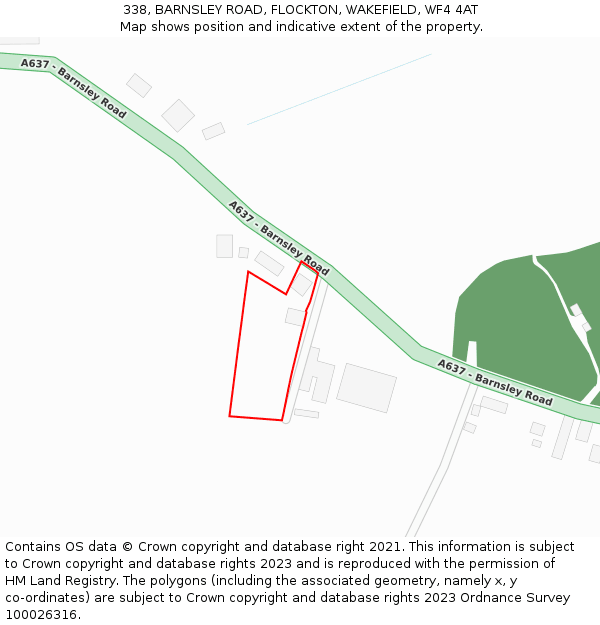 338, BARNSLEY ROAD, FLOCKTON, WAKEFIELD, WF4 4AT: Location map and indicative extent of plot