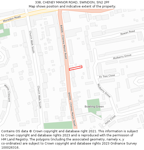 338, CHENEY MANOR ROAD, SWINDON, SN2 2PF: Location map and indicative extent of plot