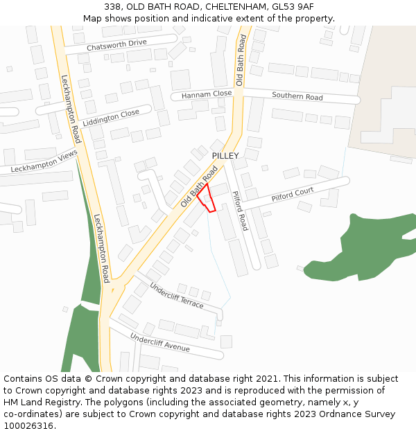 338, OLD BATH ROAD, CHELTENHAM, GL53 9AF: Location map and indicative extent of plot