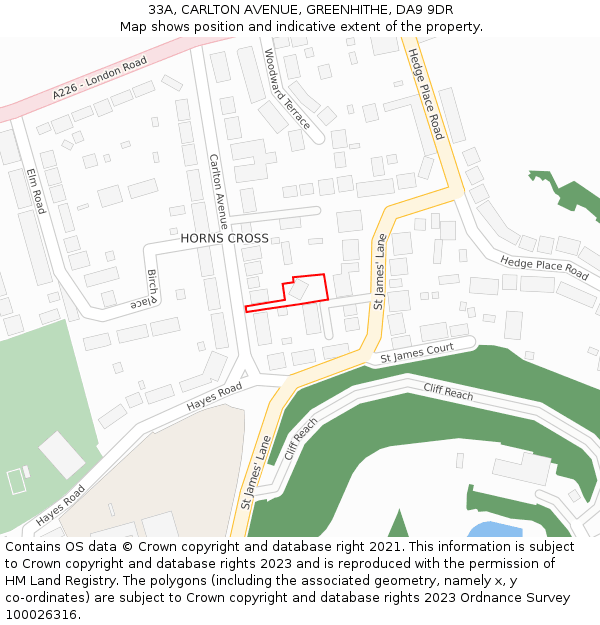 33A, CARLTON AVENUE, GREENHITHE, DA9 9DR: Location map and indicative extent of plot