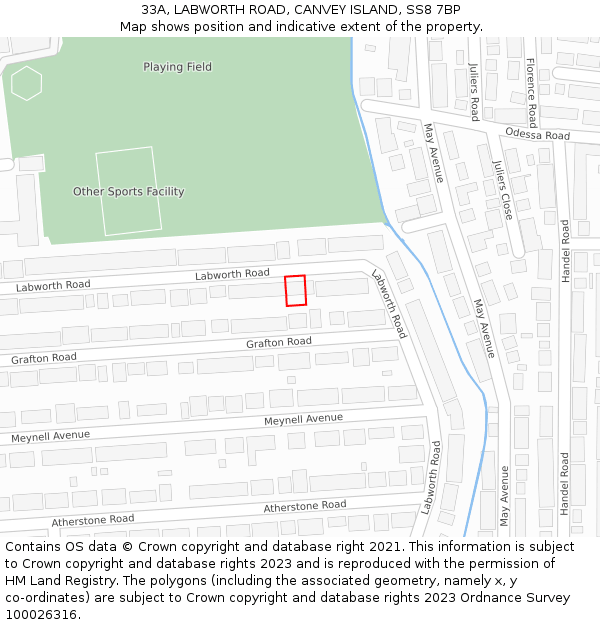 33A, LABWORTH ROAD, CANVEY ISLAND, SS8 7BP: Location map and indicative extent of plot