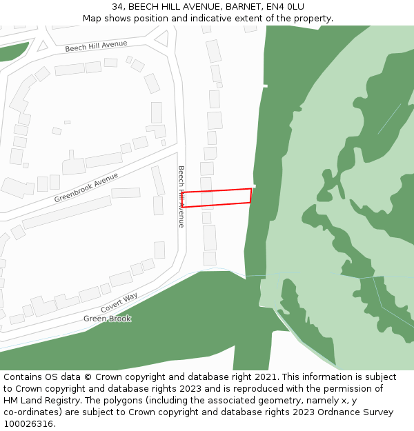 34, BEECH HILL AVENUE, BARNET, EN4 0LU: Location map and indicative extent of plot