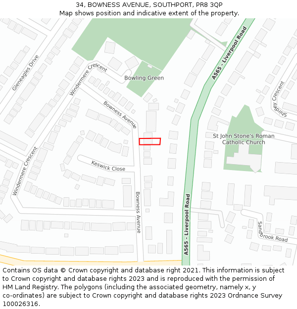 34, BOWNESS AVENUE, SOUTHPORT, PR8 3QP: Location map and indicative extent of plot