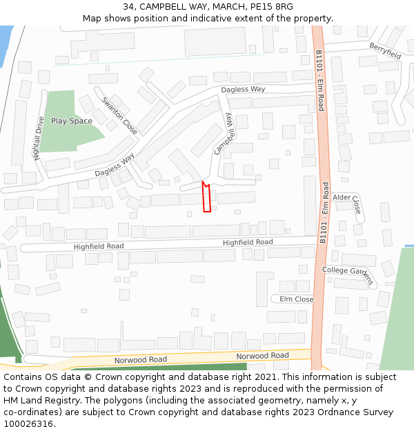 34, CAMPBELL WAY, MARCH, PE15 8RG: Location map and indicative extent of plot