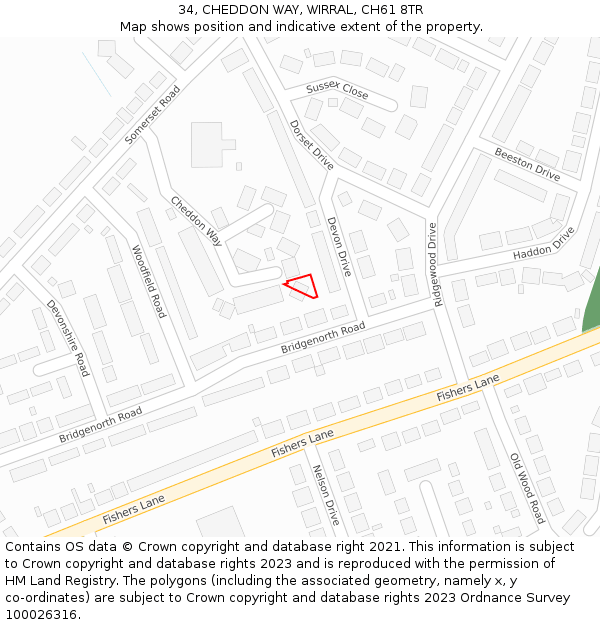 34, CHEDDON WAY, WIRRAL, CH61 8TR: Location map and indicative extent of plot