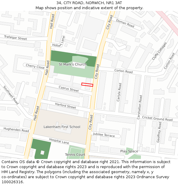 34, CITY ROAD, NORWICH, NR1 3AT: Location map and indicative extent of plot