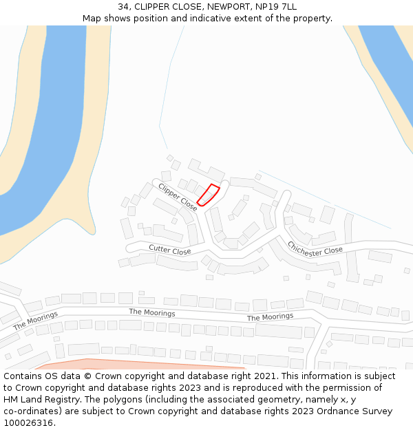 34, CLIPPER CLOSE, NEWPORT, NP19 7LL: Location map and indicative extent of plot