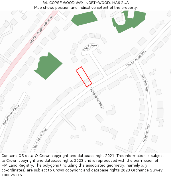 34, COPSE WOOD WAY, NORTHWOOD, HA6 2UA: Location map and indicative extent of plot