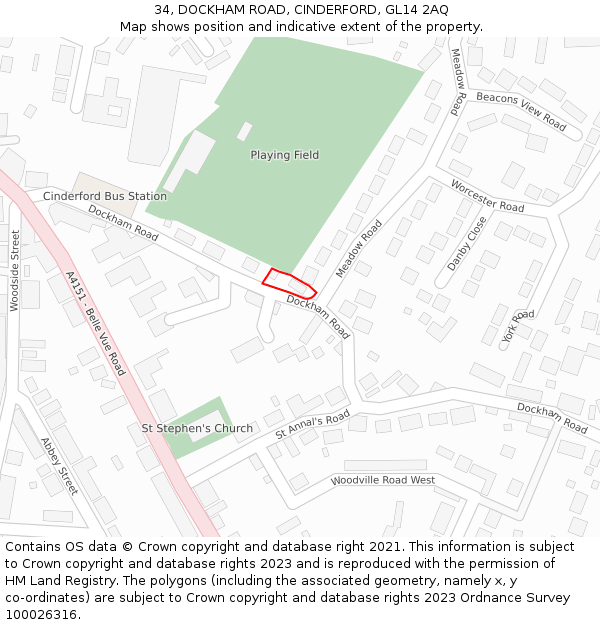 34, DOCKHAM ROAD, CINDERFORD, GL14 2AQ: Location map and indicative extent of plot