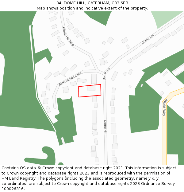 34, DOME HILL, CATERHAM, CR3 6EB: Location map and indicative extent of plot