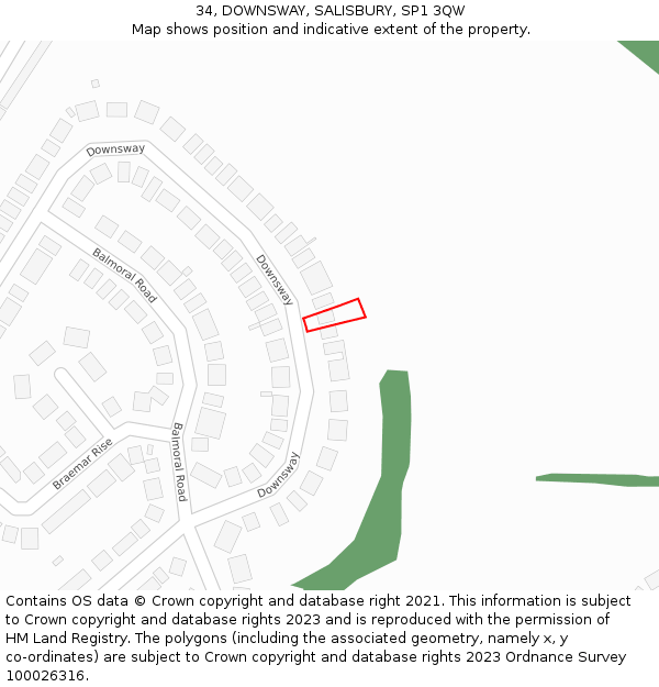 34, DOWNSWAY, SALISBURY, SP1 3QW: Location map and indicative extent of plot