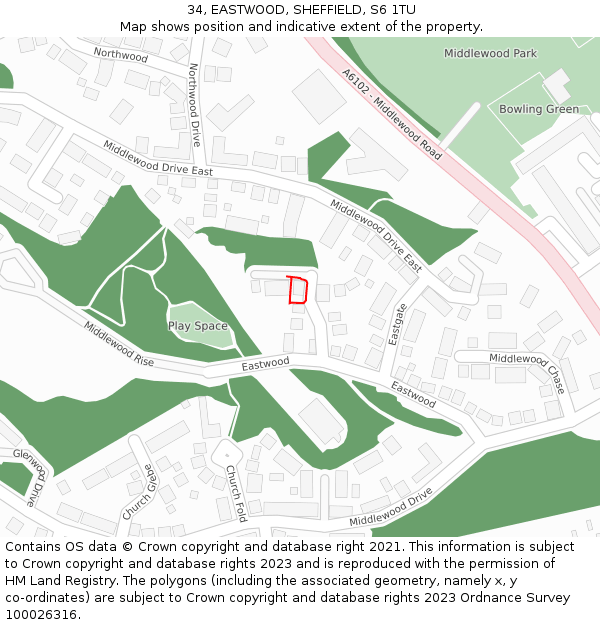 34, EASTWOOD, SHEFFIELD, S6 1TU: Location map and indicative extent of plot