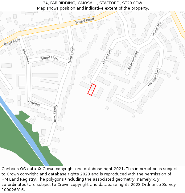 34, FAR RIDDING, GNOSALL, STAFFORD, ST20 0DW: Location map and indicative extent of plot