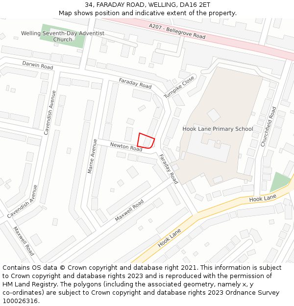 34, FARADAY ROAD, WELLING, DA16 2ET: Location map and indicative extent of plot