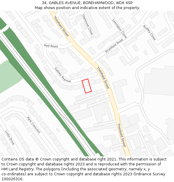 34, GABLES AVENUE, BOREHAMWOOD, WD6 4SP: Location map and indicative extent of plot