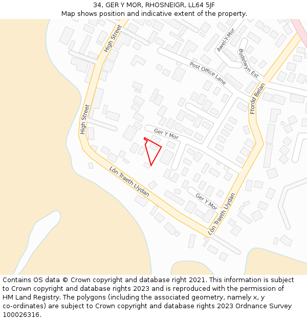 34, GER Y MOR, RHOSNEIGR, LL64 5JF: Location map and indicative extent of plot