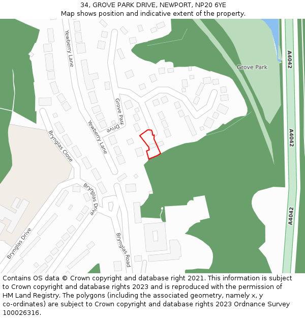 34, GROVE PARK DRIVE, NEWPORT, NP20 6YE: Location map and indicative extent of plot