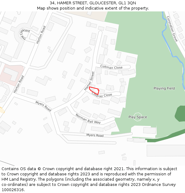 34, HAMER STREET, GLOUCESTER, GL1 3QN: Location map and indicative extent of plot