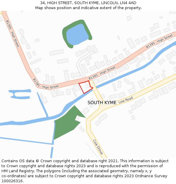 34, HIGH STREET, SOUTH KYME, LINCOLN, LN4 4AD: Location map and indicative extent of plot