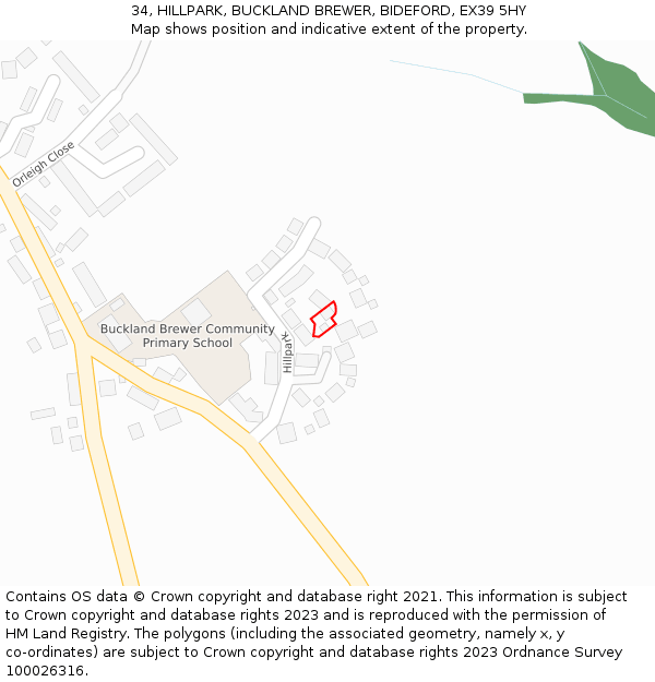 34, HILLPARK, BUCKLAND BREWER, BIDEFORD, EX39 5HY: Location map and indicative extent of plot