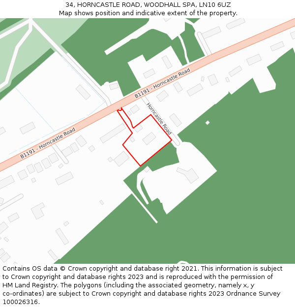 34, HORNCASTLE ROAD, WOODHALL SPA, LN10 6UZ: Location map and indicative extent of plot