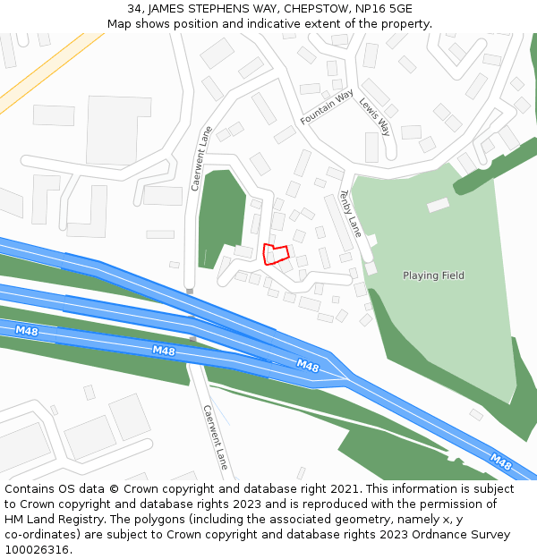 34, JAMES STEPHENS WAY, CHEPSTOW, NP16 5GE: Location map and indicative extent of plot