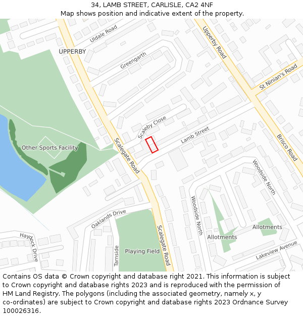 34, LAMB STREET, CARLISLE, CA2 4NF: Location map and indicative extent of plot