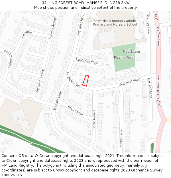 34, LING FOREST ROAD, MANSFIELD, NG18 3NW: Location map and indicative extent of plot