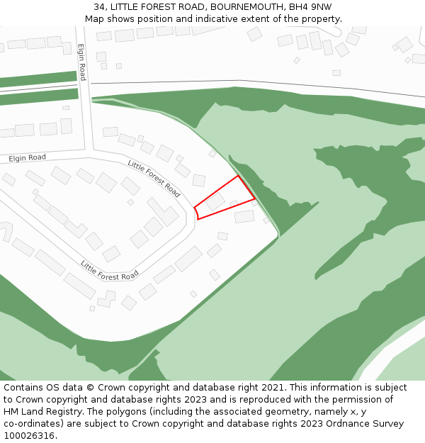 34, LITTLE FOREST ROAD, BOURNEMOUTH, BH4 9NW: Location map and indicative extent of plot