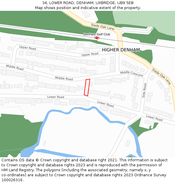 34, LOWER ROAD, DENHAM, UXBRIDGE, UB9 5EB: Location map and indicative extent of plot