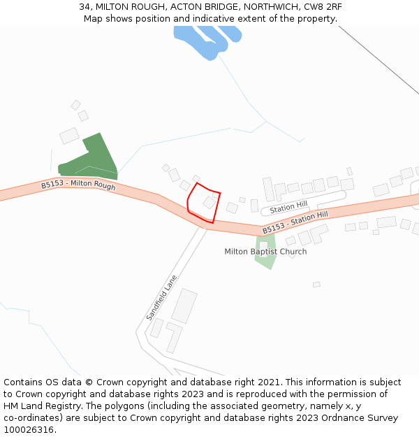 34, MILTON ROUGH, ACTON BRIDGE, NORTHWICH, CW8 2RF: Location map and indicative extent of plot