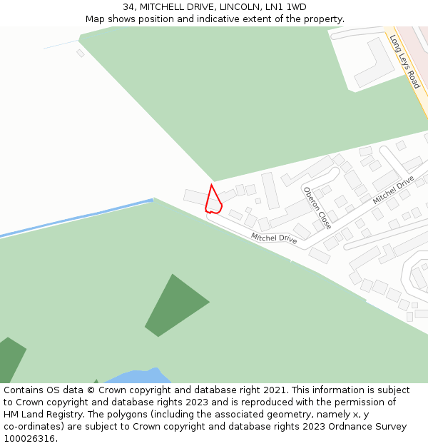 34, MITCHELL DRIVE, LINCOLN, LN1 1WD: Location map and indicative extent of plot