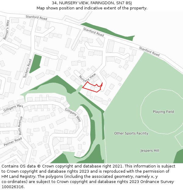 34, NURSERY VIEW, FARINGDON, SN7 8SJ: Location map and indicative extent of plot