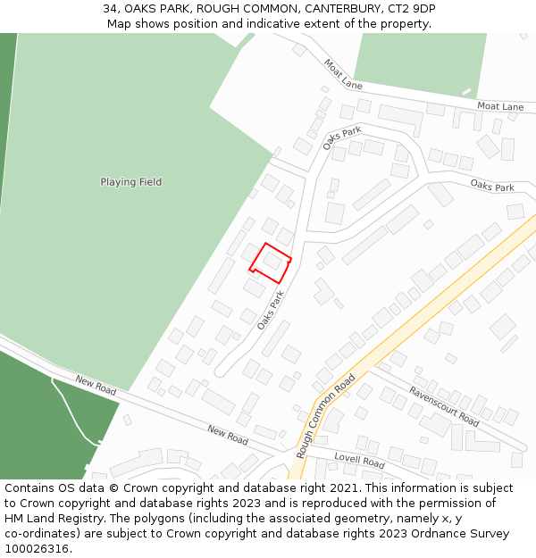 34, OAKS PARK, ROUGH COMMON, CANTERBURY, CT2 9DP: Location map and indicative extent of plot