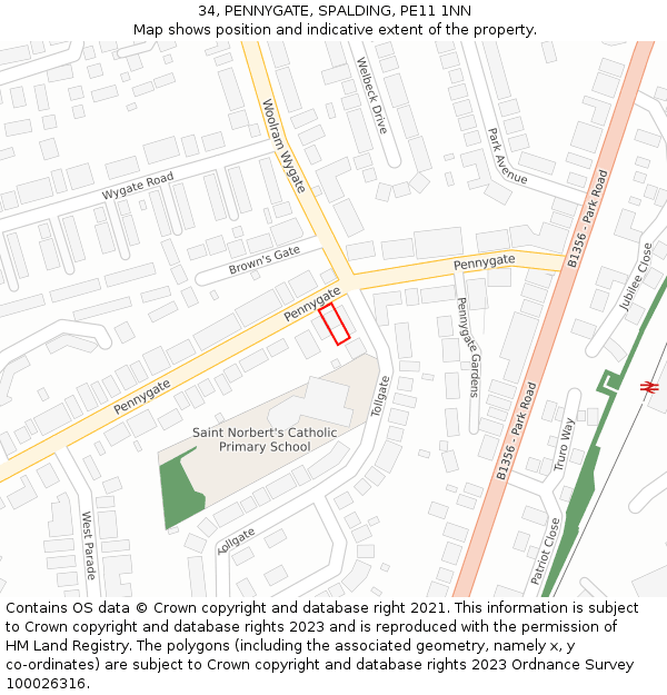 34, PENNYGATE, SPALDING, PE11 1NN: Location map and indicative extent of plot