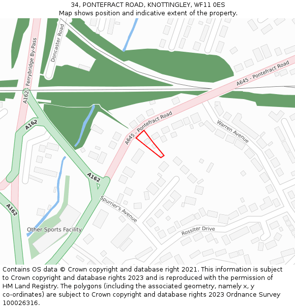 34, PONTEFRACT ROAD, KNOTTINGLEY, WF11 0ES: Location map and indicative extent of plot