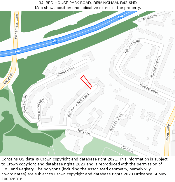 34, RED HOUSE PARK ROAD, BIRMINGHAM, B43 6ND: Location map and indicative extent of plot
